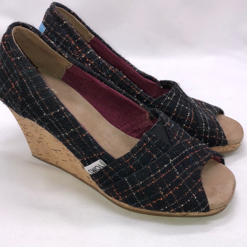 Tom’s Cork Wedge Peep Toe Shoe